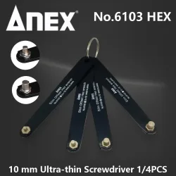 ANEX Slim Offset Sechskantschlüssel-Set 1/4-teilig 10mm für Enge Räume Sechskantschraubendreher Made in Japan Nr. 6103 Serie