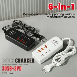 3USB 3Typ-C Ladegerät Steckdosenleiste Universelles Schnellladegerät EU/US-Stecker Telefonladegerät Adapter Elektrische Steckdose Verlängerungskabel