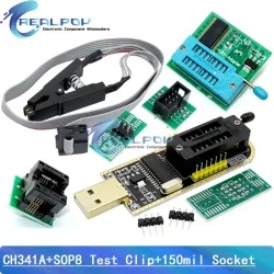 CH341A Programmieradapter + SOIC8 Adapter + SOP8 Clip mit Kabel + 1,8V Adapter CH341A EEPROM Flash BIOS USB Programmierer ZIF Adapter