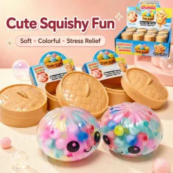 Neue bunte Glitzerperlen-gefüllte Dumpling Squishy, Überraschungsbox mit Geschenkbox & verstecktem Stil, Stressabbau-Sensorik-Quetschspielzeug