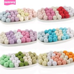 Sunrony 10 Stück 16/20 mm hölzerne Häkelperlen, öaganisch, handgefertigt, für Schmuckherstellung, DIY-Halskette, Armband, Zubehör