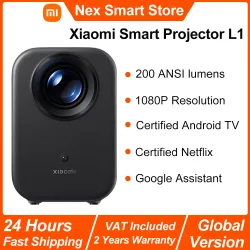 Xiaomi Smart Projektor L1, 200 ISO-Lumen, Google TV, 1080p physische Auflösung, automatische Keystone-Korrektur und Autofokus, Dolby-Audio