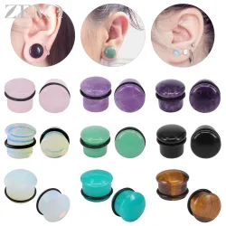 Zemo 2 teile/los Naturstein Ohr stöpsel und Tunnel Unisex Punk große Messgeräte Single Flare Fleisch Strecher Expander Piercings 4-18mm