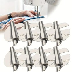 1/4/8 Nähfuß-Set für Rollsaum, 3-10mm Breiter Rollsaum-Nähfuß für Nähmaschinen, Heim- und Industrie-Nähmaschinen, Gebogener Rollsaumfuß