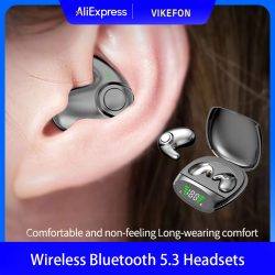 Wasserdichte kabellose Bluetooth 5.3-Headsets, Mini-Headset, schmerzloser Anruf, Geräuschunterdrückung, dünne Kopfhörer, geeignet zum Schlafen/Sport