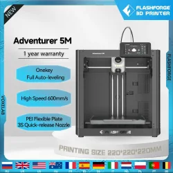 Flashforge Adventurer 5M 3D-Drucker, Hochgeschwindigkeits-Vollautomatik-Nivellierung, direkter Extruder, flexible PEI-Platte, Erholung von Stromverlust