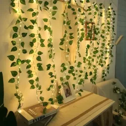 Grüne Blatt-Lichterkette Efeu-Blatt Feenlichter für Schlafzimmer Party Festival Hochzeit Geburtstag Weihnachten Valentinstag Dekoration
