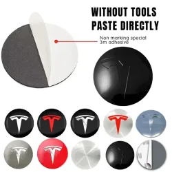 TESLA 4 Stück 56mm Wasserdichte Radnabenkappen-Logo-Aufkleber Langlebige Radmitte-Schutzaufkleber Passend für Tesla Model 3/Y/S/X Auto-Zubehör