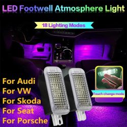 Neue LED Auto RGB Fußraum Lampe Innen Dekoration Atmosphäre Licht Dekorative Für Audi VW Skoda Seat Porsche Auto Zubehör