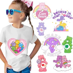 Caring Bears Bügelbilder für Kleidung, T-Shirts, DIY-Wärmeübertragungsaufkleber, für Jungen und Mädchen, zum Aufbügeln, Aufnäher