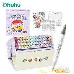 ohuhu, Ohuhu × Coco Wyo Malset 48 Alkoholmarker & Malbuch Stimmungs-Malset, Honolulu B 48 Farben mit Pinsel- & Feinspitzen