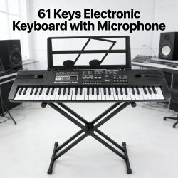 61-Tasten Elektronisches Keyboard mit Mikrofon, Reichhaltige Eingebaute Klänge und Rhythmen, Perfekt für Anfänger zum Üben und Spielen ihrer Musik