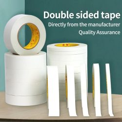 10 m weißes doppelseitiges Klebeband, ultradünnes, stark haftendes, handreißbares Klebeband mit 5?40 mm Breite für Bastelarbeiten und Verpackungen