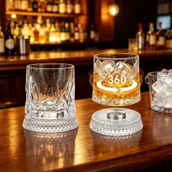 280ml Whiskyglas Der Kristall dreht sich um 360° °   Weißwein und Cocktail-Getränke Bar-Party Coole Bar-Accessoires Einzigartiges Geschenk