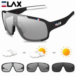 ELAX Polarisierte und photochrome Fahrradbrille Outdoor Angelbrille Sport Sonnenbrille Herren Damen MTB Fahrradbrille