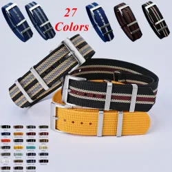 HQ 18/20/22mm Militär-Nylon-Nato-Hanf-Wellenarmband, robustes, farbverlaufendes, mehrfarbiges Armband