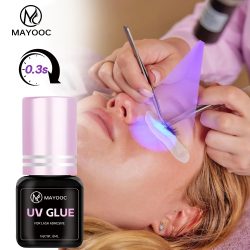MAYOOC UV-Wimpernkleber, Wimpernverlängerung, 0,1 S, schnell trocknend, stark, für falsche Wimpernverlängerung, langlebig, individuelles Logo