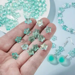 50 Stück 10mm Fünfzackige Stern-Glasperlen Lose Abstandhalter-Anhänger für DIY-Charms, Handyketten, Kleidungsdekoration und Näharbeiten