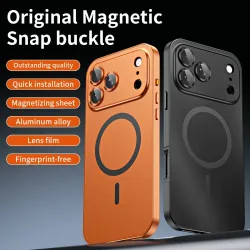 Luxuriöse Aluminium-Magnet-Handyhülle für iPhone 12 13 14 15 16 17 18 Pro Max Plus mit Air Lens Glasschutz und Metall-Handyabdeckung