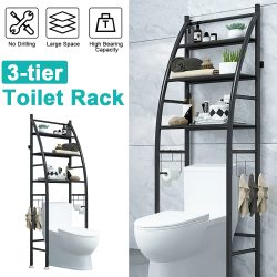 3-Tier Iron Toilet Towel Storage Rack Holder Over Bathroom Shelf Organizer Toilet Storage Shelf for Store Shampoo/Towel Tissue