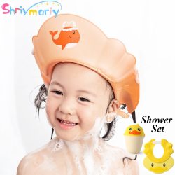 Children Shower Shield Cap Baby Cartoon Shower Hat Adjustable Baby Protect Eye Water-proof Shampoo Cap Infant Bath Visor Cap