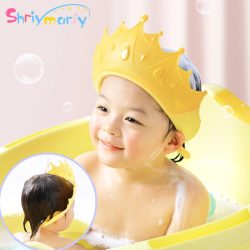 Crown Adjustable Baby Shower Cap Shampoo Bath Wash Hair Shield Hat Protect Children Waterproof Prevent Water Into Ear for Kids