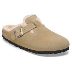 Birkenstock Boston Lammfell Damen Slipper Braun, Damen, Größe: 39