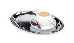 APS Serviertablett Kaffeehaus; 31x23x1.5 cm (LxBxH); silber; oval