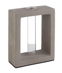 Blumenvase mit Glas Einsatz 10x4,5cm H12,5cm Beton