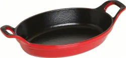 Auflaufform 24cm, oval, Kirsch-Rot, Gusseisen