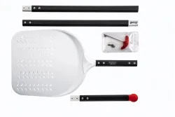 Pizzaschieber Alu rechteckig perf. zerlegbar 33cm 187cm rot