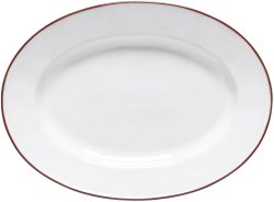 Beja Platte oval 30x21.6 H3.3cm weiss-rot