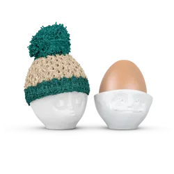 Eierbecher Mütze Elfenbein / Smaragd