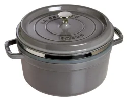 Cocotte mit Dämpfeinsatz 26cm, rund, Graphit-Grau, Gusseise
