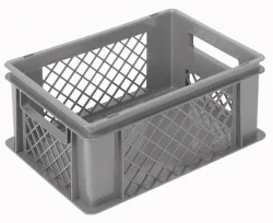 Behälter grau 40x30x17cm Standard Boden geschlos/Wände perfo