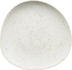 Pottery Unique white Teller flach asymmetrisch coupe 15cm