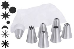 Spritztüllen-Set mit 7 Tüllen und Spritzbeutel