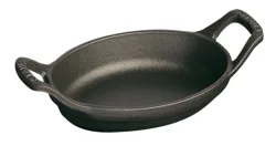 Auflaufform 15cm, oval, Schwarz, Gusseisen