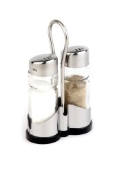 APS Menage Economic 2-teilig Salz und Pfeffer; 8x13x4 cm (BxHxT); silber/transparent