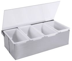 Gewürzkasten aus Edelstahl mit 4 Schalen aus Kunststoff