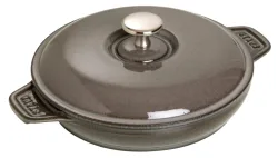 Auflaufform mit Deckel, rund, 20cm, Graphit-Grau, Gusseisen