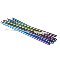 11er Set Trinkhalme, D8mm, L21.5cm, Rainbow Look