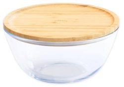 Vorratsglas mit Bambusdeckel rund 0.77l D15 H9cm