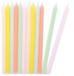 12er Set Kerzen lang 12cm pastellfarben