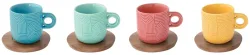 4er Set Take a Loop Espressotasse 110ml mit Akazienunters.
