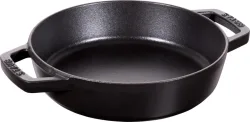 Bratpfanne mit 2 Griffen 20cm, Schwarz, Gusseisen