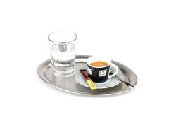 APS Serviertablett KAFFEEHAUS, Edelstahl, oval, matt; 26.5x19.5x1.5 cm (LxBxH); silber; oval