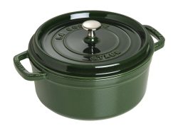 Cocotte 20cm, rund, Basilikum-Grün, Gusseisen 2.2l