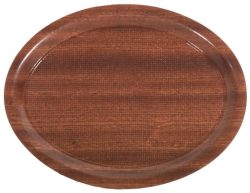 Tablett oval 26x20cm, rutschfest, Farbe: Mahagoni