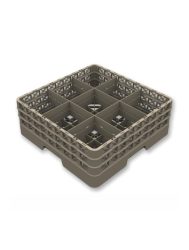 Gläserkorb offen 9 Fächer 4 Aufsatz Glas max D15.1 H24cm